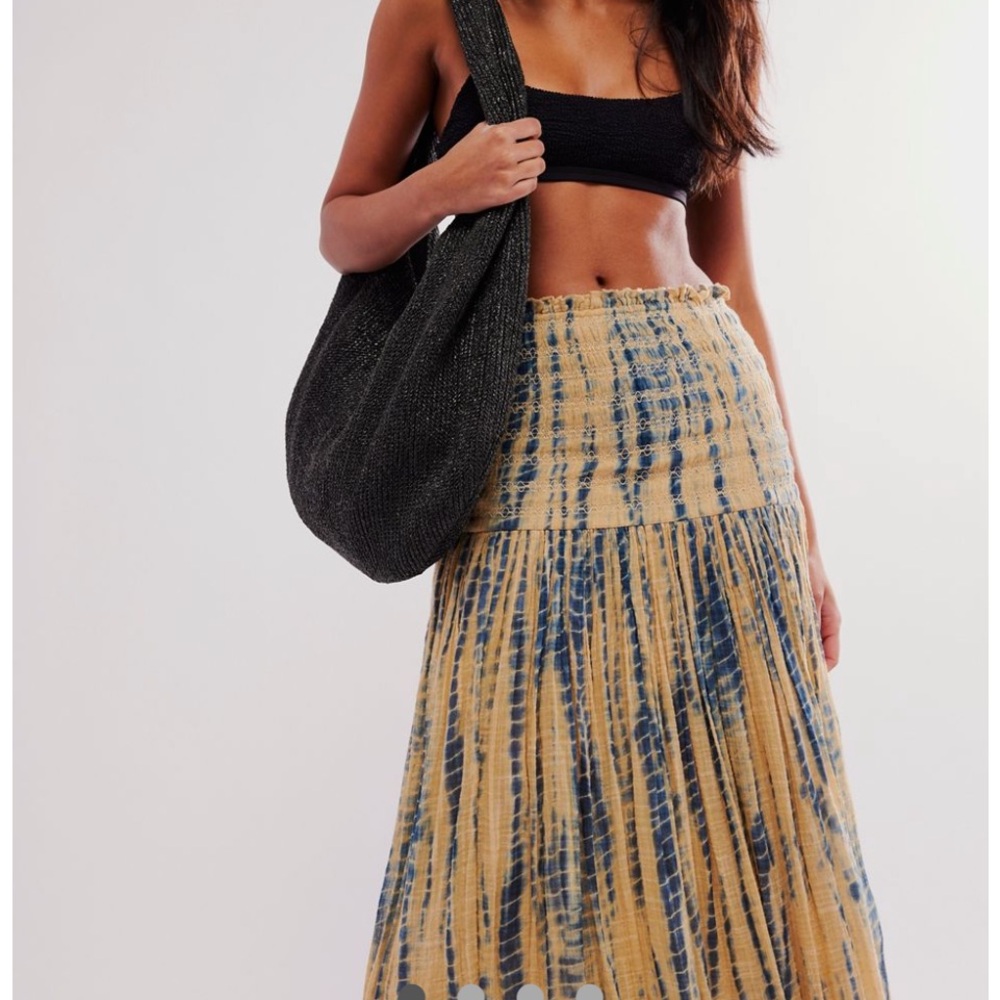 SOLD OUT!!!!Free People Tie-Dye convertable Maxi Skirt - Blue and Tan NWT-